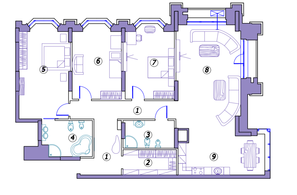 Планировка Квартира с 3 спальнями 179 м2 в ЖК Триумф Палас