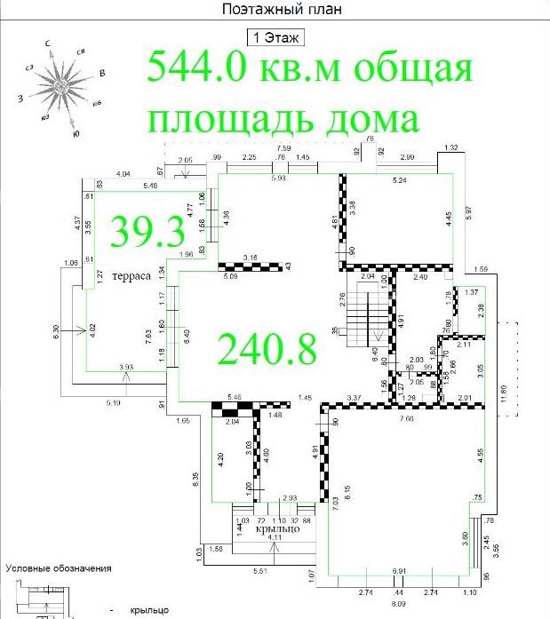 Планировка Домовладение с 4 спальнями 544 м2 в посёлке Лес и река