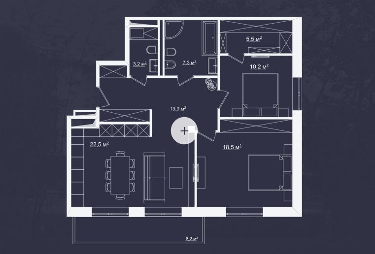 Апартаменты с 2 спальнями 94.2 м2 в ЖК River Residences