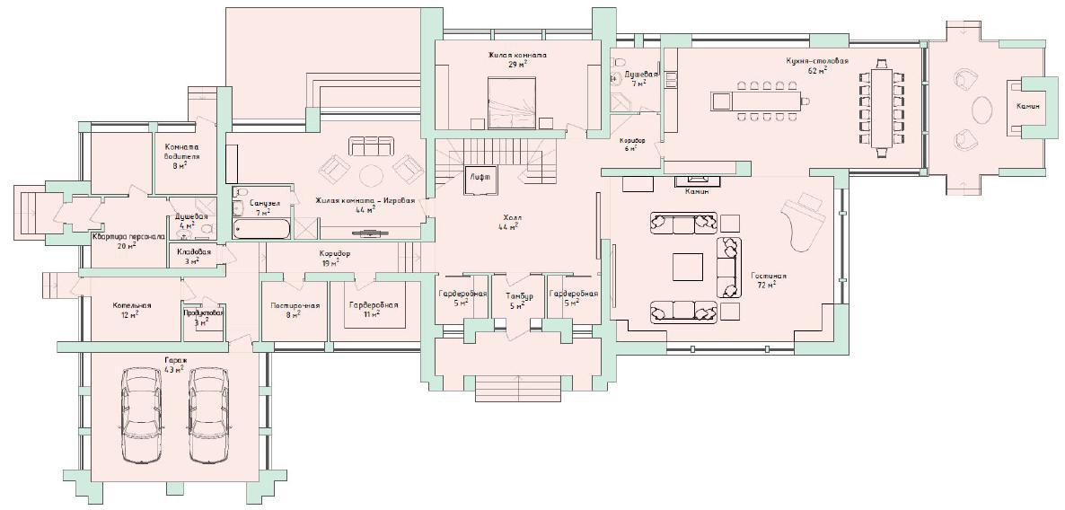 Планировка Домовладение с 5 спальнями 900 м2 в посёлке Residence Club (Резиденс Клаб)