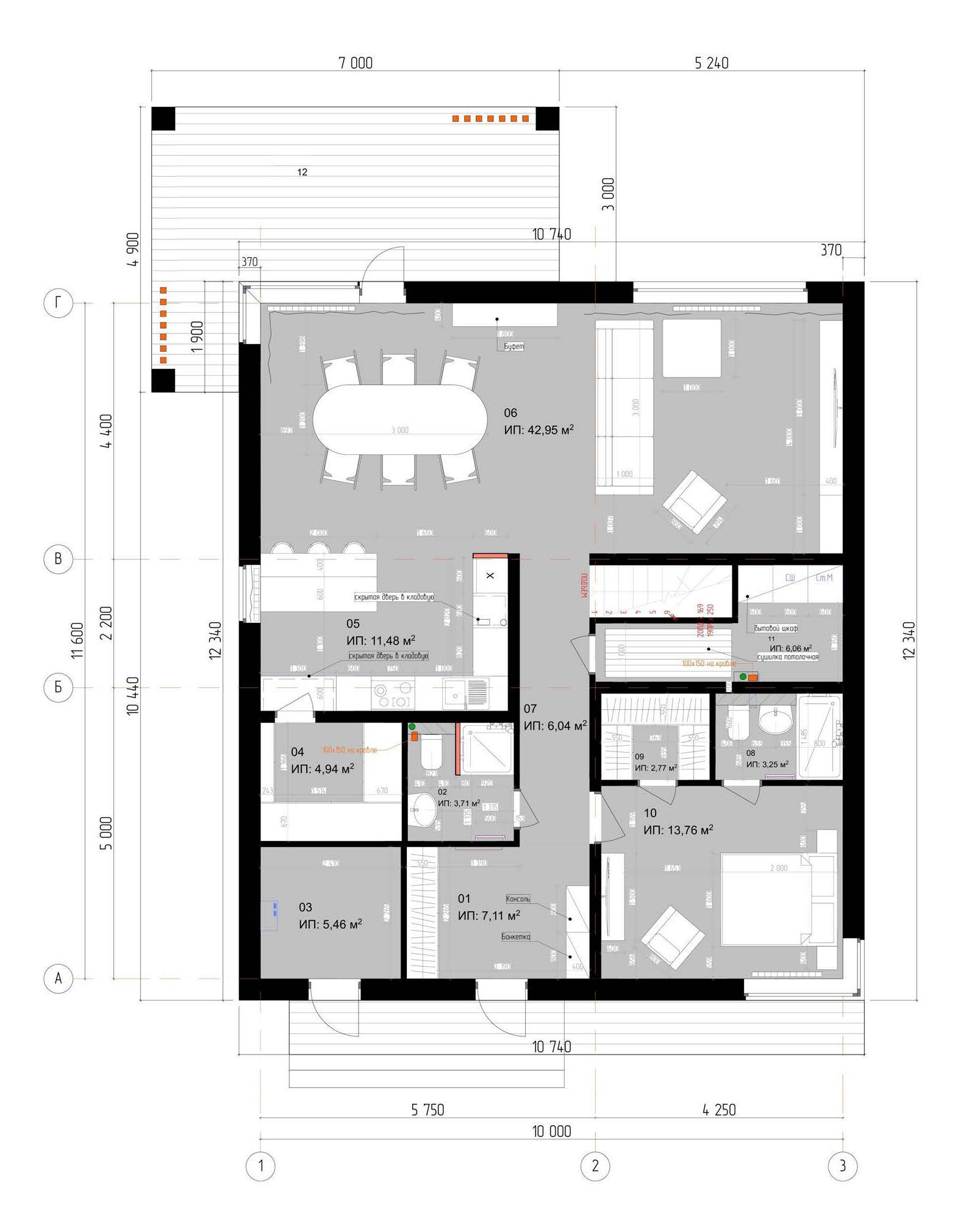 Планировка Домовладение с 4 спальнями 261 м2 в посёлке Горки-О2
