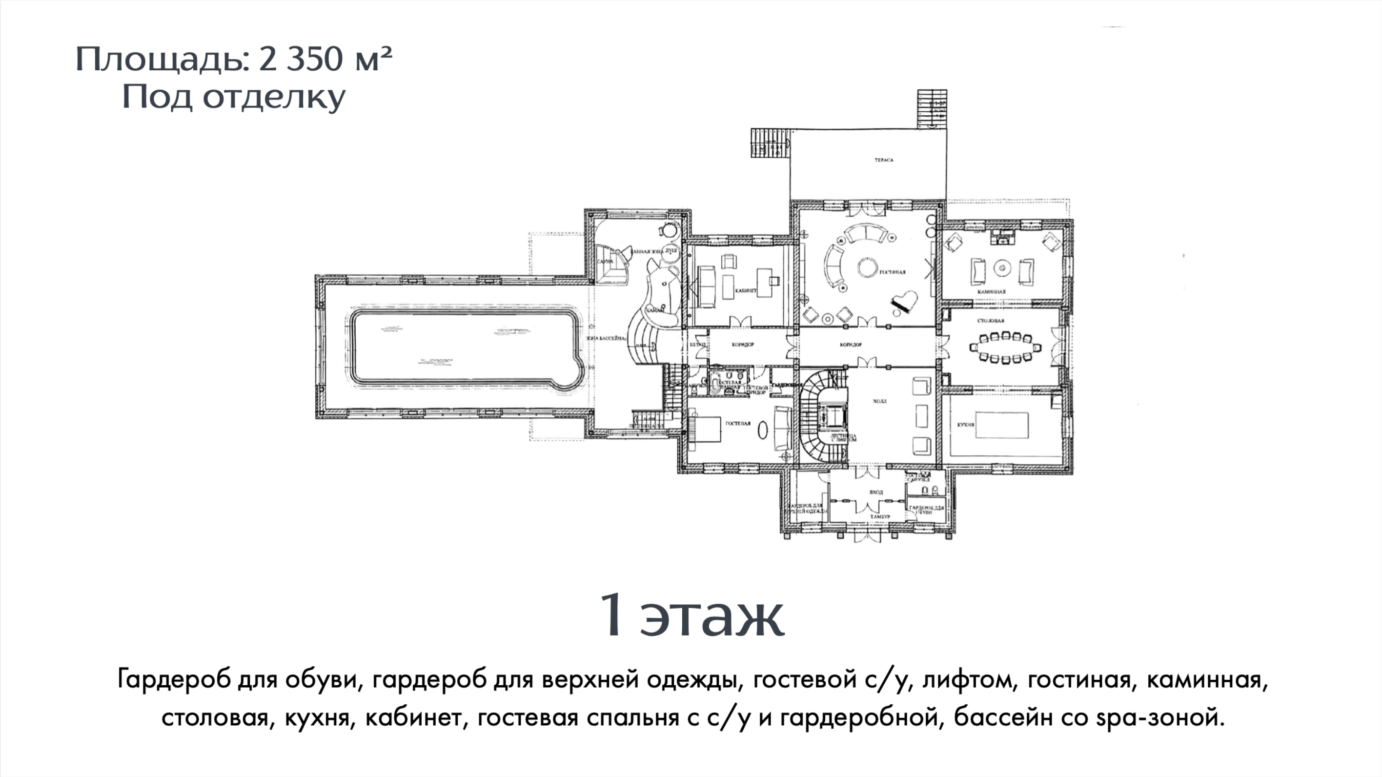 Планировка Домовладение с 8 спальнями 2350 м2 в посёлке Бузаево