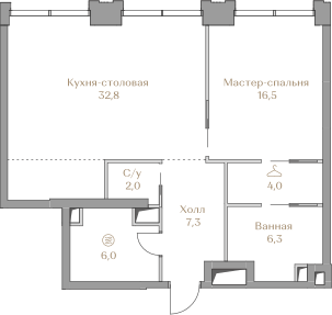 Квартира с 1 спальней 74.9 м2 в ЖК Luzhniki Collection