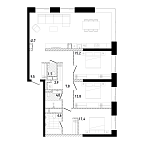 Планировка Квартира с 3 спальнями 118.51 м2 в ЖК Republic