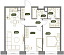 Планировка Квартира с 3 спальнями 68.2 м2 в ЖК West Garden