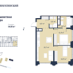 Планировка Квартира с 2 спальнями 56.62 м2 в ЖК 1-й Нагатинский