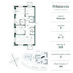 Планировка Квартира с 3 спальнями 114 м2 в ЖК Primavera