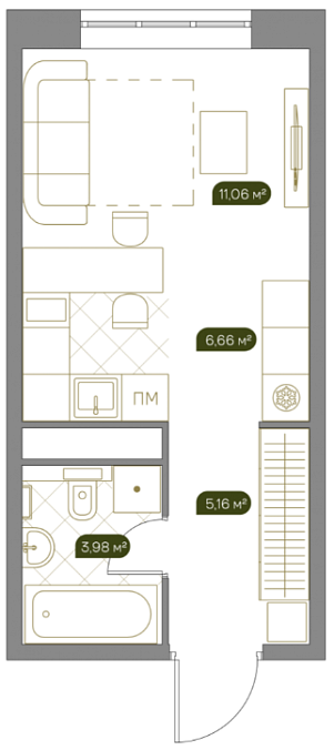 Layout picture 1-rooms from 27 m2