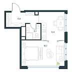 Планировка Апартаменты с 1 спальней 33.2 м2 в ЖК Level Южнопортовая