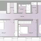 Планировка Апартаменты с 2 спальнями 111.6 м2 в ЖК Lumin House