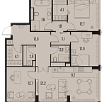 Планировка Квартира с 3 спальнями 104.5 м2 в ЖК High Life