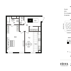 Планировка Апартаменты с 1 спальней 65.1 м2 в ЖК Titul на Серебрянической