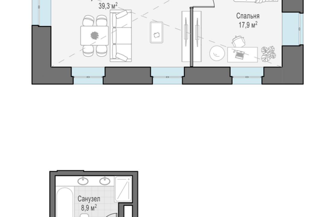 Квартира с 3 спальнями 123.9 м2 в ЖК Чистые Пруды