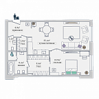Планировка Апартаменты с 1 спальней 48.6 м2 в ЖК Звезды Арбата