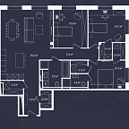 Планировка Апартаменты с 3 спальнями 120.2 м2 в ЖК River Residences