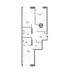 Планировка Квартира с 2 спальнями 75.4 м2 в ЖК Voxhall