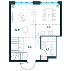 Планировка Квартира с 2 спальнями 73.2 м2 в ЖК Level Южнопортовая