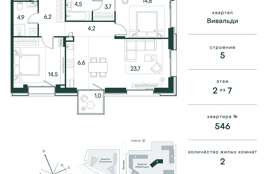 Apartment with 2 bedrooms 83.9 m2 in complex Primavera