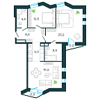 Планировка Апартаменты с 2 спальнями 80.5 м2 в ЖК Level Стрешнево