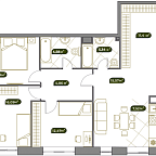 Планировка Квартира с 4 спальнями 91.5 м2 в ЖК West Garden