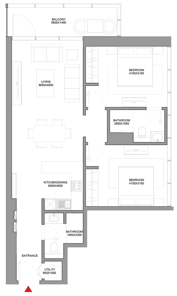 Планировка 2-комнатная квартира 98.5 м2 в ЖК Verde
