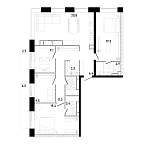 Планировка Квартира с 3 спальнями 123.8 м2 в ЖК Republic