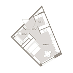 Планировка Апартаменты с 1 спальней 35.58 м2 в ЖК D'oro Mille