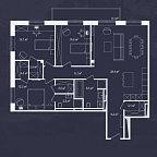 Планировка Апартаменты с 3 спальнями 128.1 м2 в ЖК River Residences