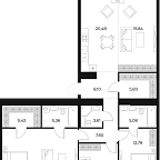 Планировка Квартира с 4 спальнями 136.47 м2 в ЖК Forst