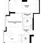Планировка Квартира с 1 спальней 63 м2 в ЖК Hide