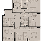 Планировка Квартира с 3 спальнями 104.5 м2 в ЖК High Life