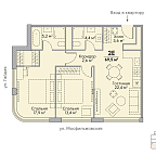 Планировка Квартира с 2 спальнями 69.5 м2 в ЖК Stories