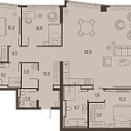 Планировка Квартира с 3 спальнями 158.5 м2 в ЖК High Life