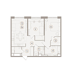Планировка Апартаменты с 2 спальнями 79.88 м2 в ЖК D'oro Mille