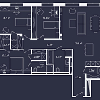 Планировка Апартаменты с 3 спальнями 127.6 м2 в ЖК River Residences