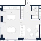 Планировка Апартаменты с 1 спальней 84.4 м2 в ЖК Logos