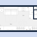 Планировка Апартаменты с 1 спальней 29.5 м2 в ЖК Logos