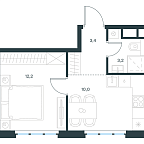 Планировка Апартаменты с 1 спальней 28.8 м2 в ЖК Level Южнопортовая