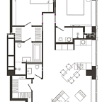 Планировка Апартаменты с 2 спальнями 112.9 м2 в ЖК Звезды Арбата