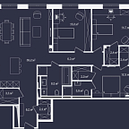 Планировка Апартаменты с 3 спальнями 120.8 м2 в ЖК River Residences