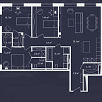 Планировка Апартаменты с 3 спальнями 123.4 м2 в ЖК River Residences