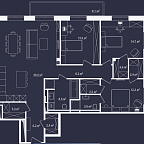 Планировка Апартаменты с 3 спальнями 129.3 м2 в ЖК River Residences