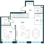 Планировка Квартира с 4 спальнями 113 м2 в ЖК Level Южнопортовая