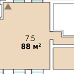Планировка Апартаменты с 1 спальней 88 м2 в ЖК Verdi 