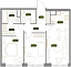 Планировка Квартира с 3 спальнями 71 м2 в ЖК West Garden