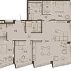 Планировка Квартира с 3 спальнями 153.6 м2 в ЖК High Life