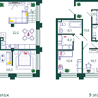 Планировка Квартира с 5 спальнями 157.4 м2 в ЖК Shagal