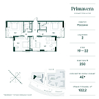 Планировка Квартира с 3 спальнями 104.3 м2 в ЖК Primavera