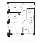 Планировка Квартира с 2 спальнями 89.93 м2 в ЖК Republic