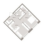 Планировка Апартаменты с 1 спальней 41.49 м2 в ЖК D'oro Mille